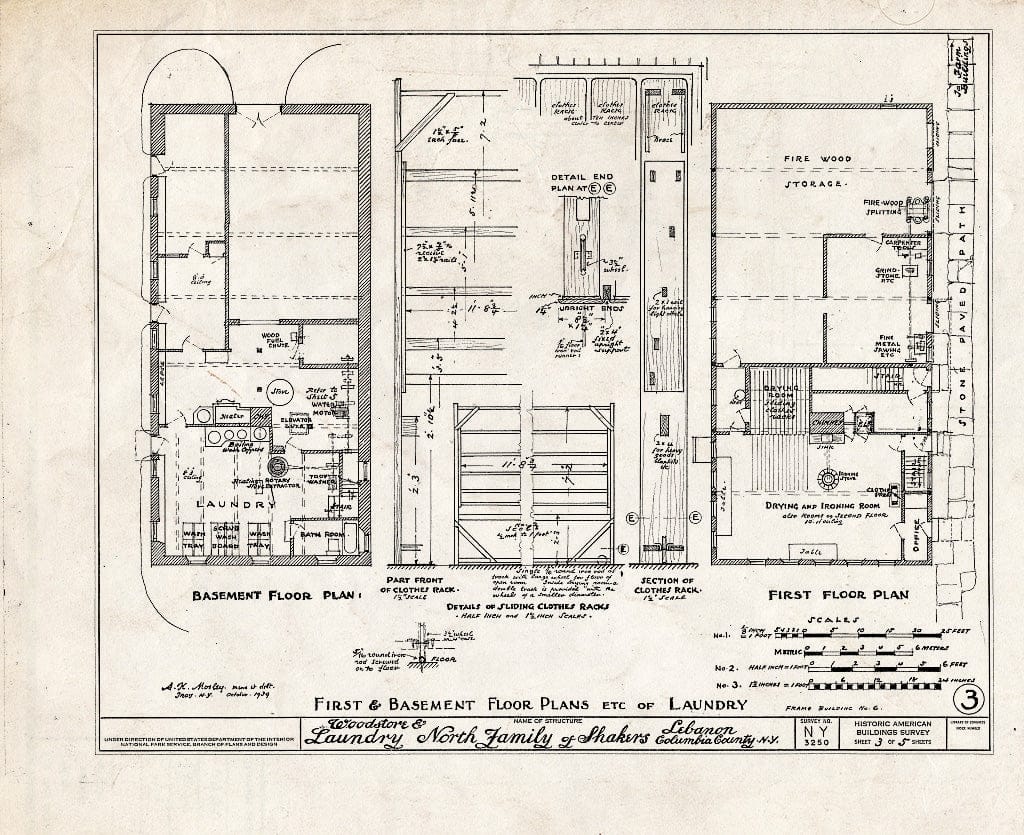 Blueprint HABS NY,11-NELEB.V,27- (Sheet 3 of 5) - Shaker North Family Washhouse (Second), Shaker Road, New Lebanon, Columbia County, NY