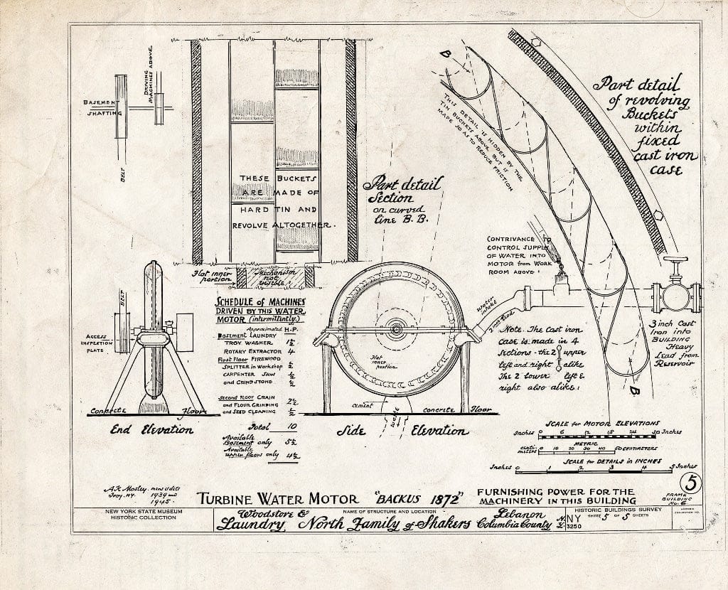 Blueprint HABS NY,11-NELEB.V,27- (Sheet 5 of 5) - Shaker North Family Washhouse (Second), Shaker Road, New Lebanon, Columbia County, NY
