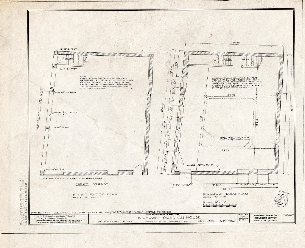 Blueprint HABS NY,31-NEYO,126- (Sheet 1 of 3) - Jacob Houseman House, 49 Whitehall Street, New York County, NY