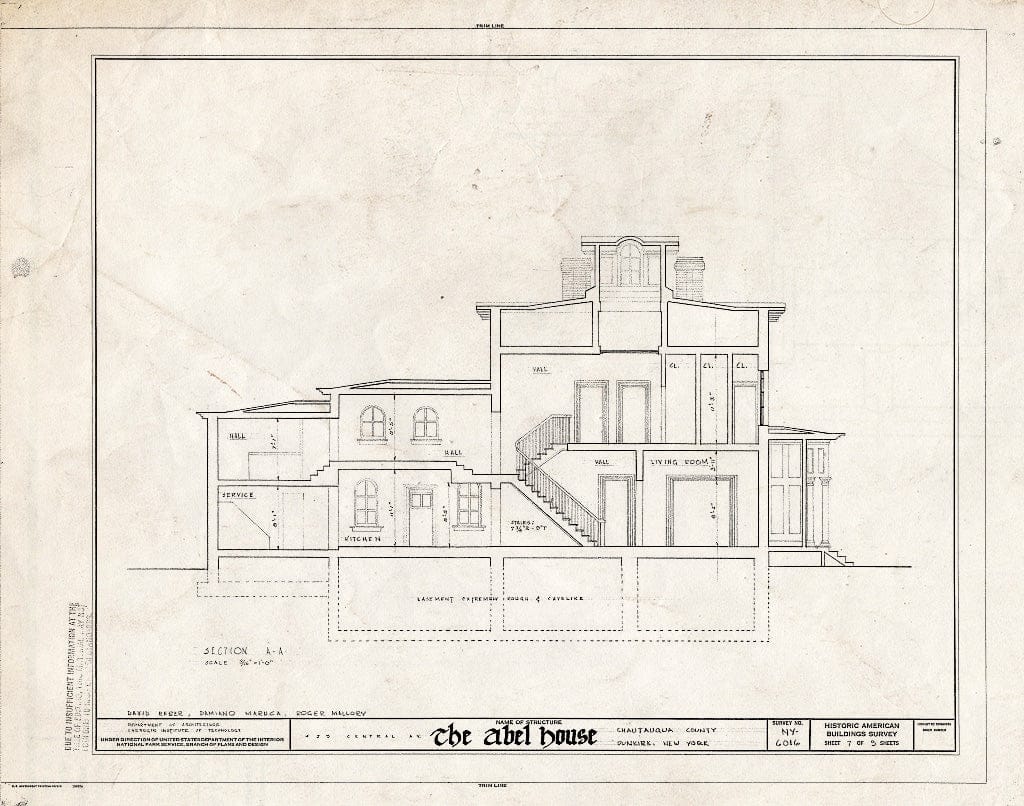 Blueprint HABS NY,7-Dunk,1- (Sheet 7 of 9) - ABEL House, 429 Central Avenue, Dunkirk, Chautauqua County, NY