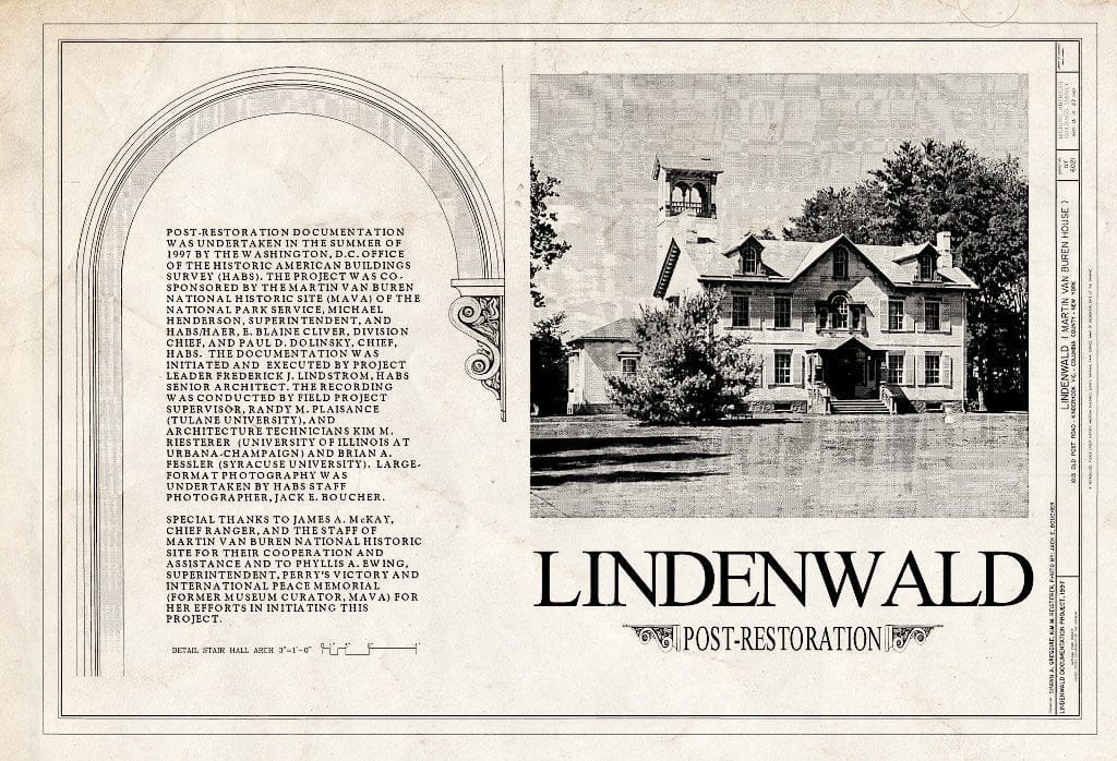Blueprint HABS NY,11-KINHO.V,1- (Sheet 13 of 27) - Lindenwald, 1013 Old Post Road, Kinderhook, Columbia County, NY