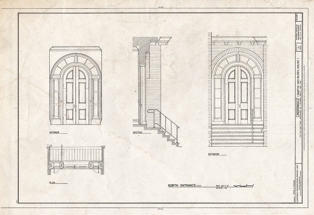 Blueprint HABS NY,11-KINHO.V,1- (Sheet 24 of 27) - Lindenwald, 1013 Old Post Road, Kinderhook, Columbia County, NY