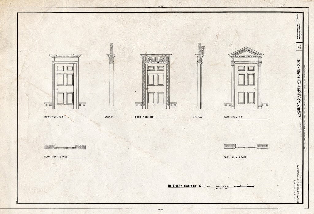 Blueprint HABS NY,11-KINHO.V,1- (Sheet 25 of 27) - Lindenwald, 1013 Old Post Road, Kinderhook, Columbia County, NY