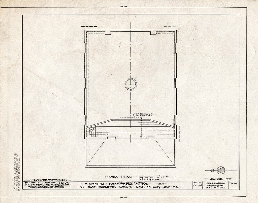 Blueprint HABS NY,30-ROS,5- (Sheet 3 of 7) - Roslyn Presbyterian Church, 33 East Broadway, Roslyn, Nassau County, NY