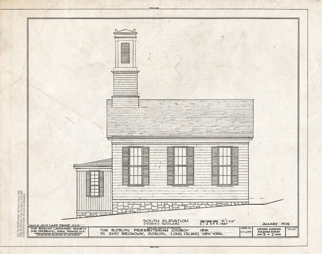 Blueprint HABS NY,30-ROS,5- (Sheet 5 of 7) - Roslyn Presbyterian Church, 33 East Broadway, Roslyn, Nassau County, NY