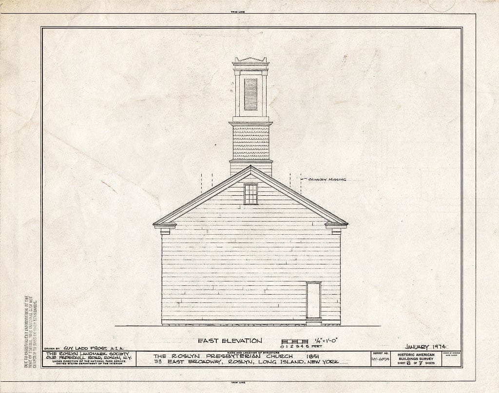 Blueprint HABS NY,30-ROS,5- (Sheet 6 of 7) - Roslyn Presbyterian Church, 33 East Broadway, Roslyn, Nassau County, NY