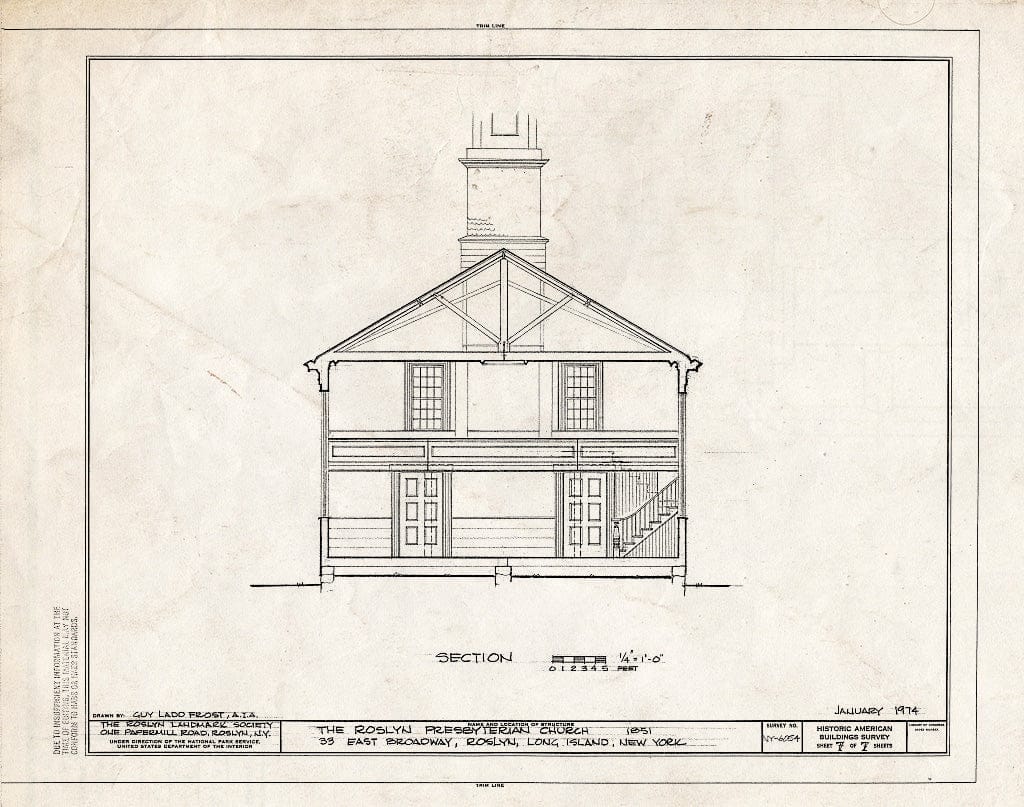 Blueprint HABS NY,30-ROS,5- (Sheet 7 of 7) - Roslyn Presbyterian Church, 33 East Broadway, Roslyn, Nassau County, NY