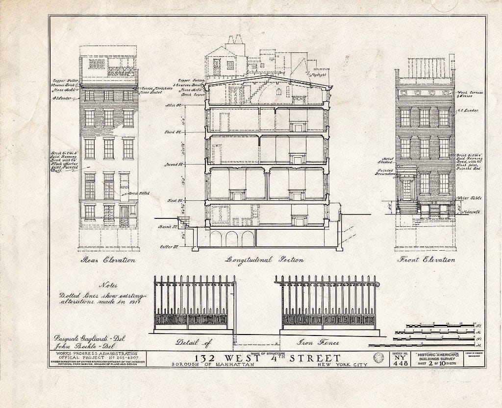 Blueprint HABS NY,31-NEYO,38- (Sheet 2 of 10) - 132 West Fourth Street (Building), New York County, NY