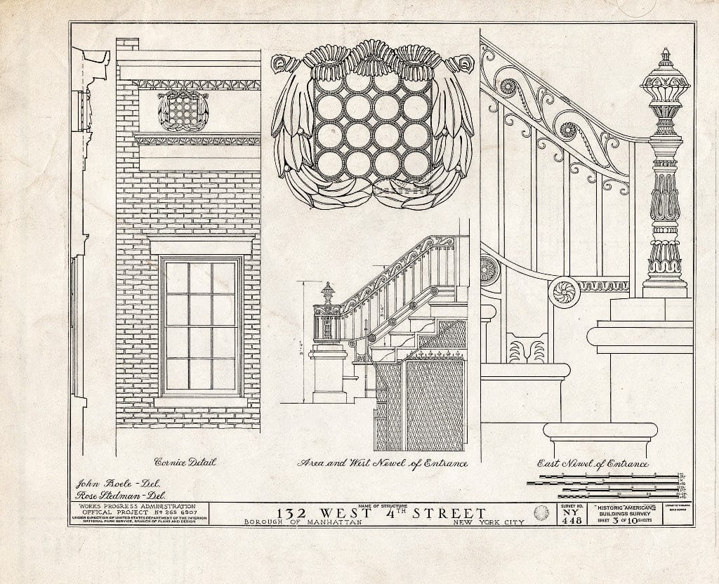 Blueprint HABS NY,31-NEYO,38- (Sheet 3 of 10) - 132 West Fourth Street (Building), New York County, NY