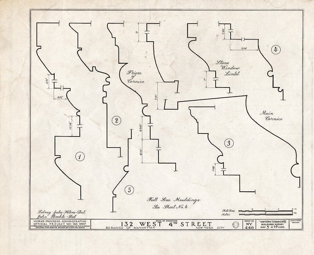 Blueprint HABS NY,31-NEYO,38- (Sheet 5 of 10) - 132 West Fourth Street (Building), New York County, NY