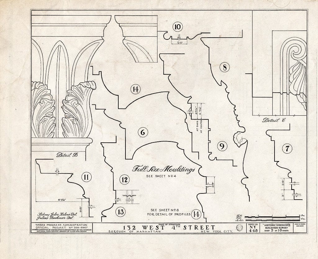 Blueprint HABS NY,31-NEYO,38- (Sheet 9 of 10) - 132 West Fourth Street (Building), New York County, NY