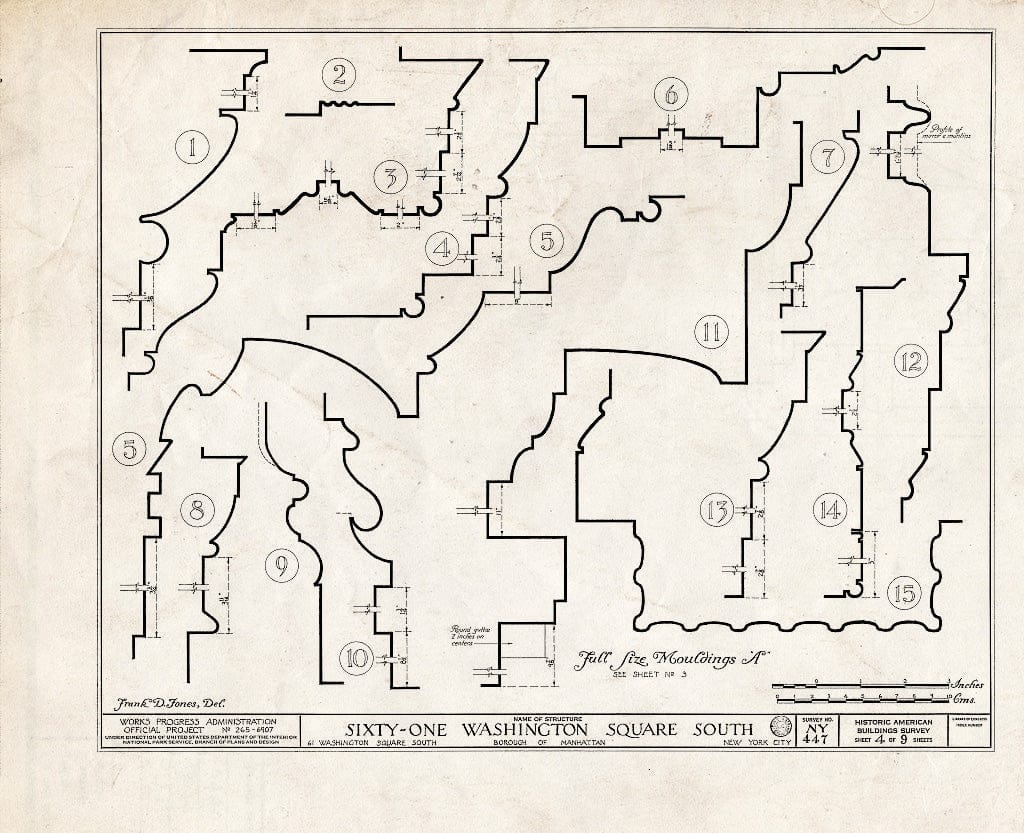 Blueprint HABS NY,31-NEYO,37- (Sheet 4 of 9) - 61 Washington Square South (House), New York County, NY
