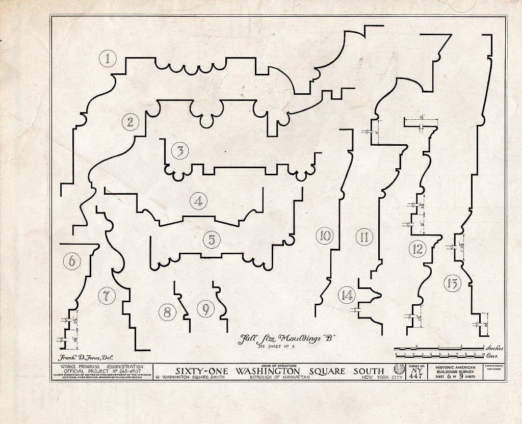 Blueprint HABS NY,31-NEYO,37- (Sheet 6 of 9) - 61 Washington Square South (House), New York County, NY