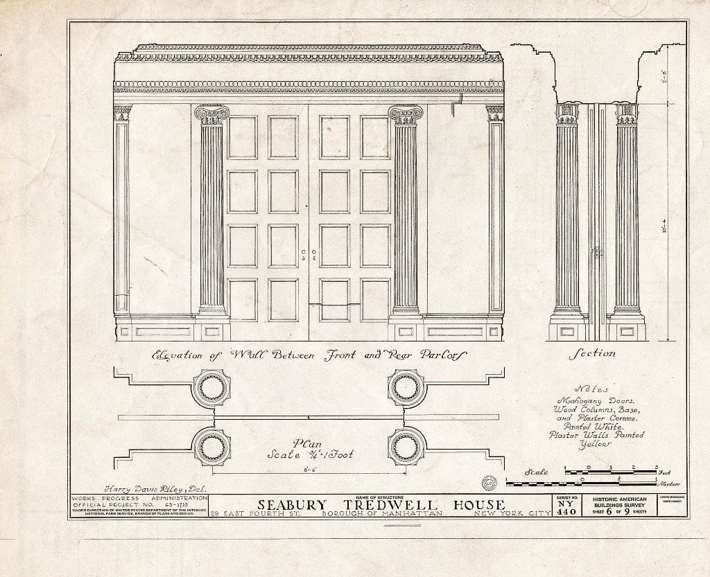 Blueprint HABS NY,31-NEYO,30- (Sheet 6 of 9) - Seabury Tredwell House, 29 East Fourth Street, New York County, NY