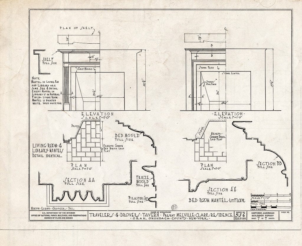 Blueprint HABS NY,34-ORA,1- (Sheet 7 of 7) - Travelers' & Drovers' Tavern, Cherry Valley Turnpike, Oran, Onondaga County, NY