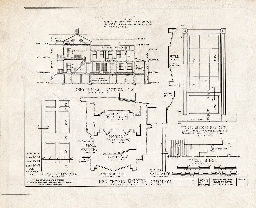 Blueprint HABS NY,34-SKA,5- (Sheet 4 of 7) - Merriam House, West Genesee Street, Skaneateles, Onondaga County, NY