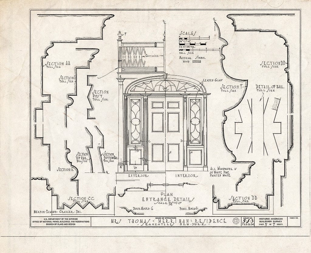 Blueprint HABS NY,34-SKA,5- (Sheet 5 of 7) - Merriam House, West Genesee Street, Skaneateles, Onondaga County, NY