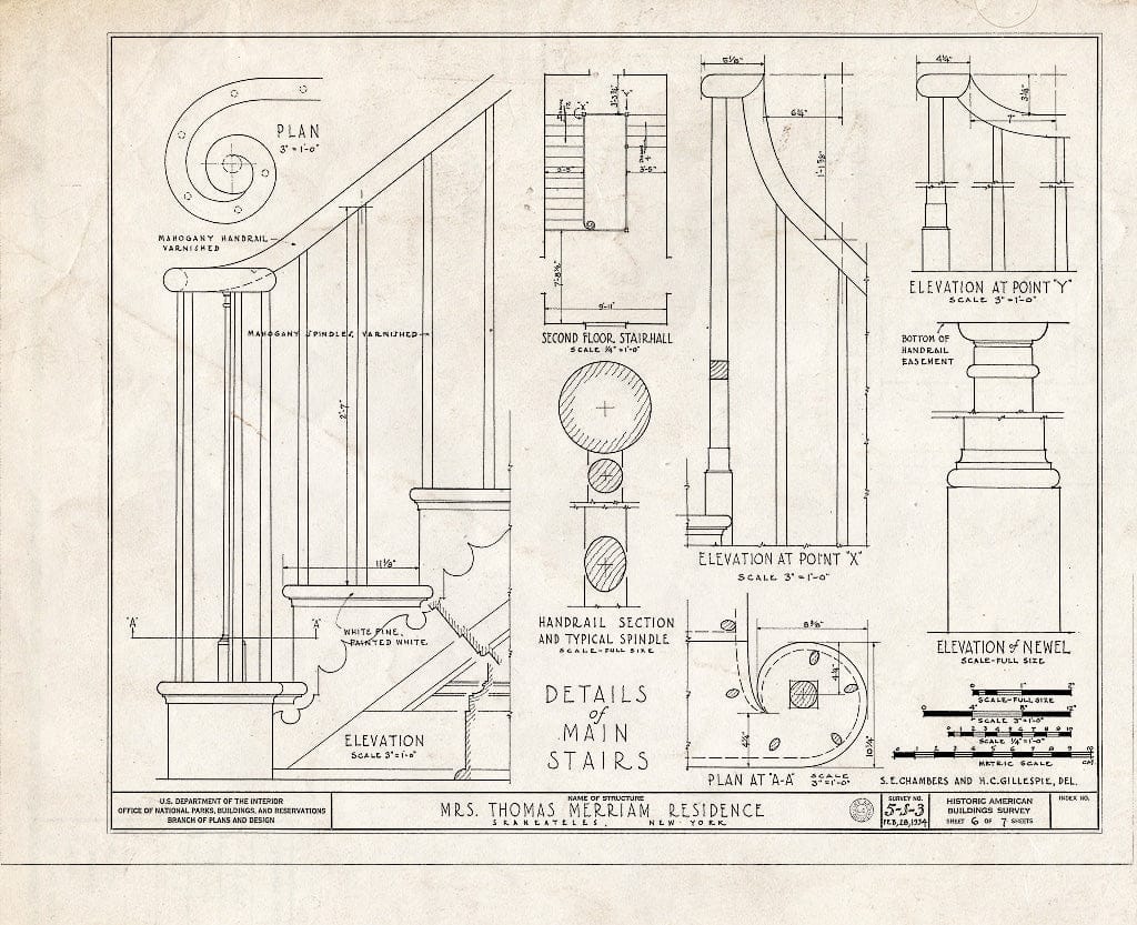 Blueprint HABS NY,34-SKA,5- (Sheet 6 of 7) - Merriam House, West Genesee Street, Skaneateles, Onondaga County, NY