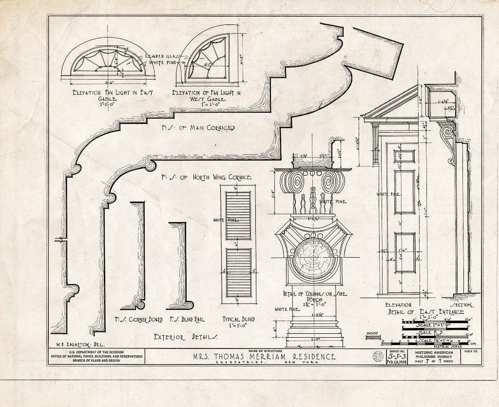 Blueprint HABS NY,34-SKA,5- (Sheet 7 of 7) - Merriam House, West Genesee Street, Skaneateles, Onondaga County, NY