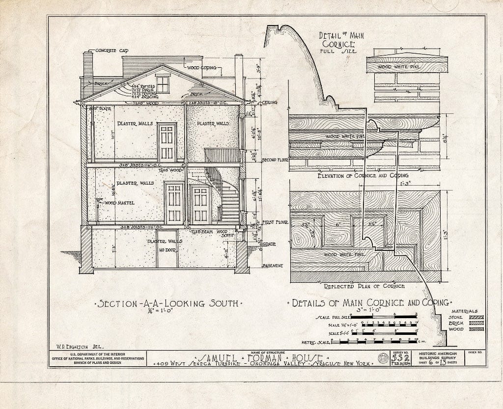 Blueprint HABS NY,34-SYRA,3- (Sheet 6 of 13) - Samuel Forman House, 409 West Seneca Street, Syracuse, Onondaga County, NY