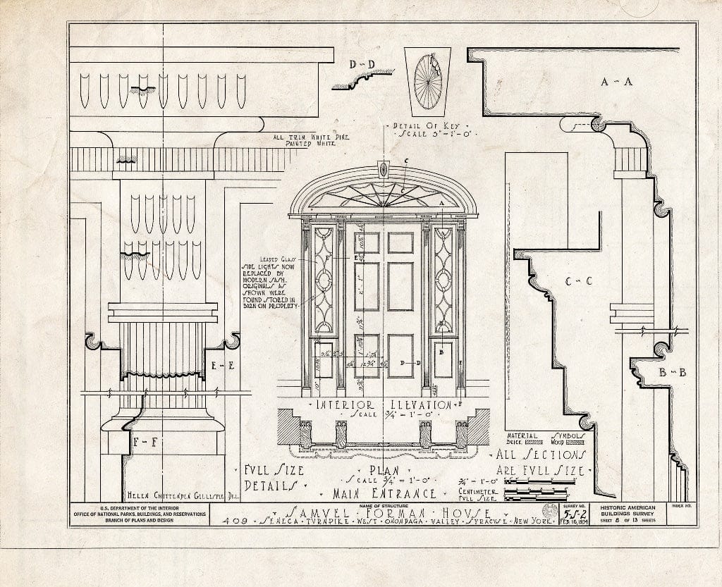 Blueprint HABS NY,34-SYRA,3- (Sheet 8 of 13) - Samuel Forman House, 409 West Seneca Street, Syracuse, Onondaga County, NY