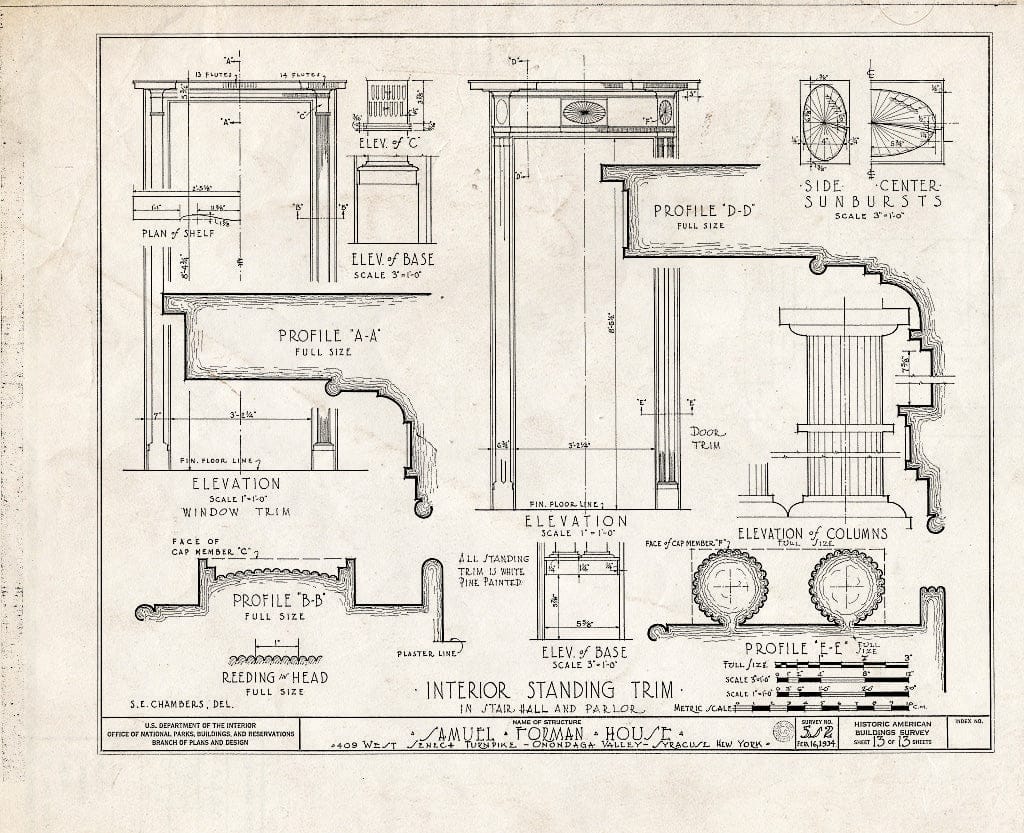 Blueprint HABS NY,34-SYRA,3- (Sheet 13 of 13) - Samuel Forman House, 409 West Seneca Street, Syracuse, Onondaga County, NY