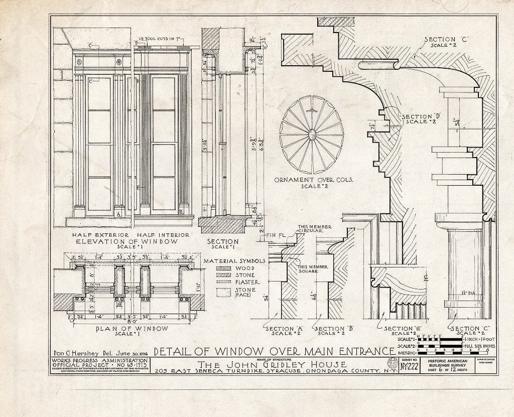 Blueprint HABS NY,34-SYRA,4- (Sheet 6 of 12) - John Gridley House, 205 East Seneca Turnpike, Syracuse, Onondaga County, NY