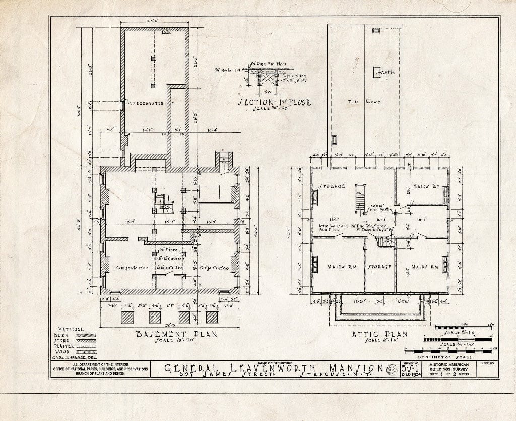 Blueprint HABS NY,34-SYRA,2- (Sheet 1 of 9) - General Leavenworth House, 607 James Street, Syracuse, Onondaga County, NY