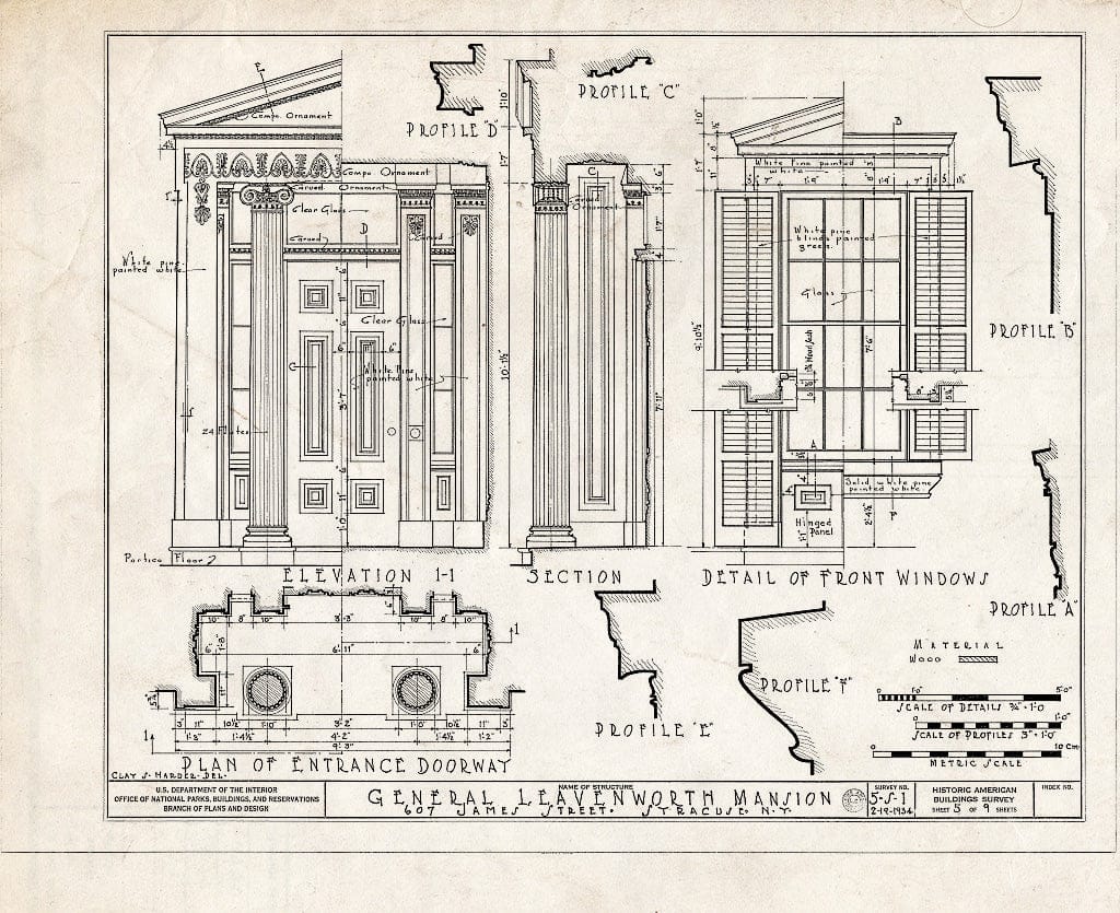 Blueprint HABS NY,34-SYRA,2- (Sheet 5 of 9) - General Leavenworth House, 607 James Street, Syracuse, Onondaga County, NY