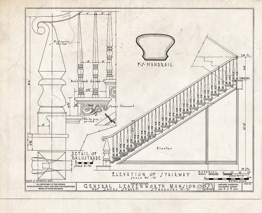 Blueprint HABS NY,34-SYRA,2- (Sheet 9 of 9) - General Leavenworth House, 607 James Street, Syracuse, Onondaga County, NY