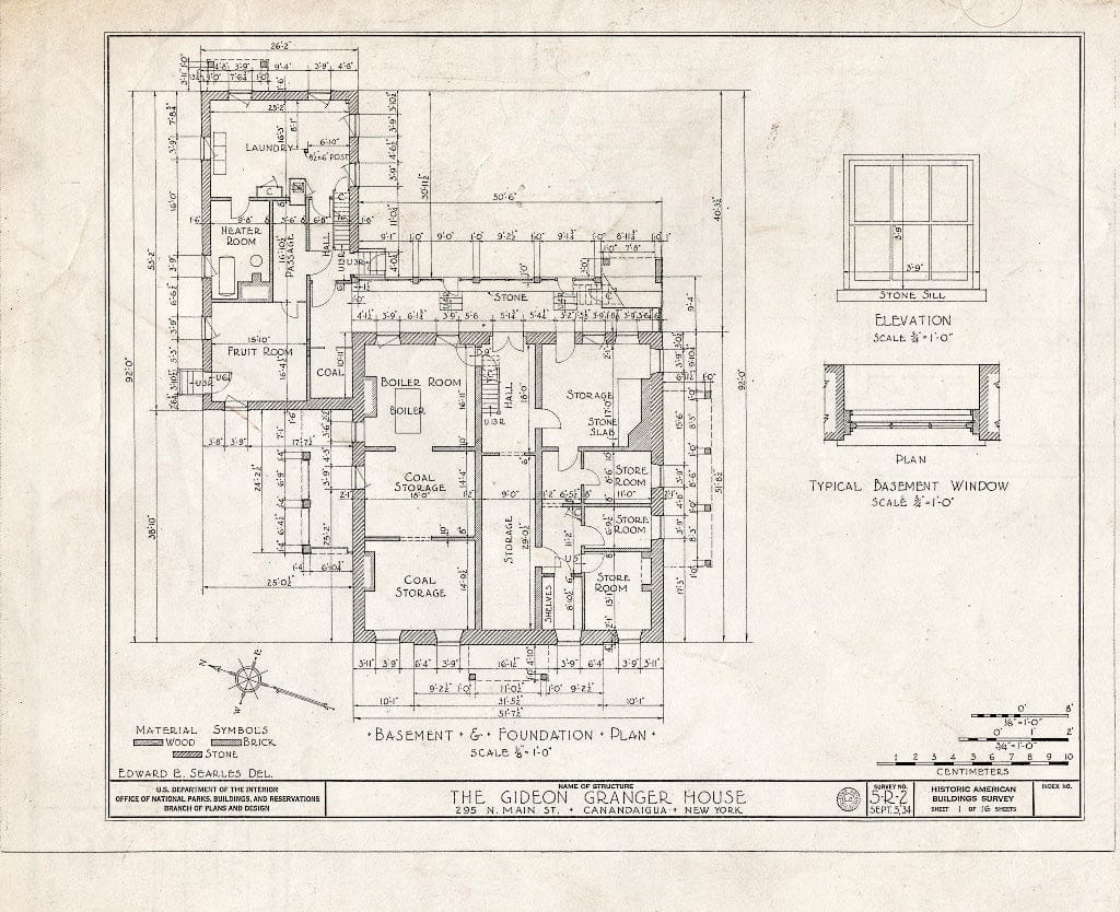 Blueprint HABS NY,35-Canda,2- (Sheet 1 of 16) - Gideon Granger House, 295 North Main Street, Canandaigua, Ontario County, NY