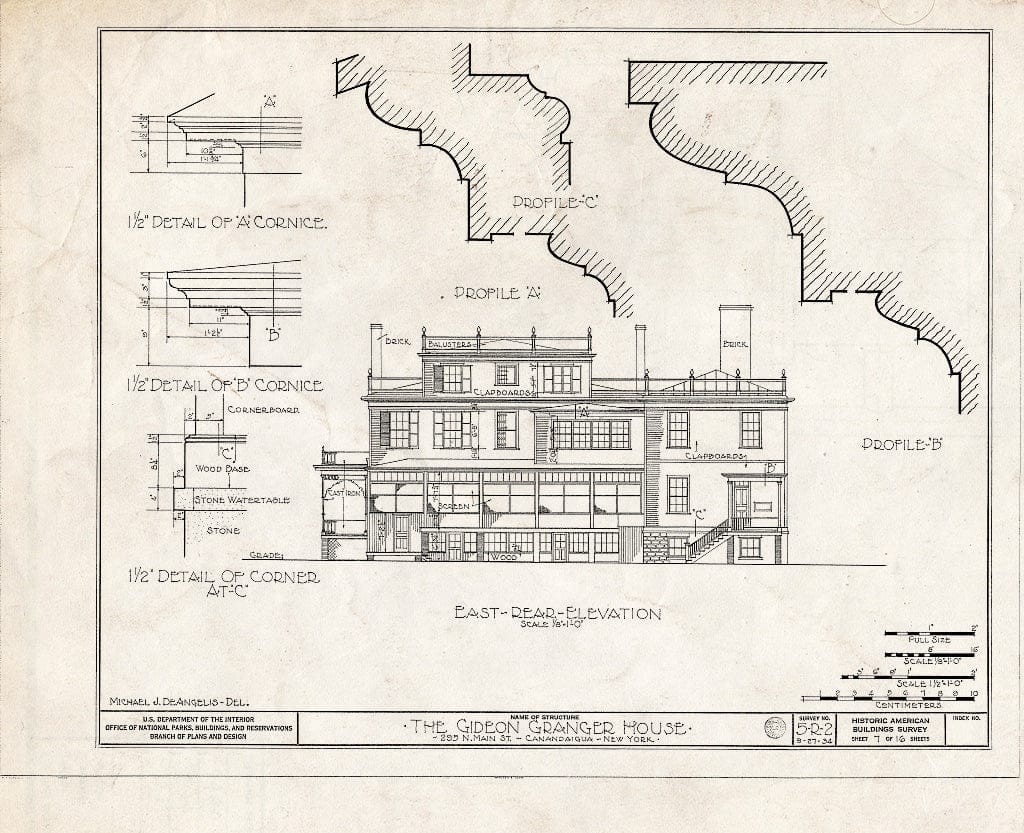 Blueprint HABS NY,35-Canda,2- (Sheet 7 of 16) - Gideon Granger House, 295 North Main Street, Canandaigua, Ontario County, NY