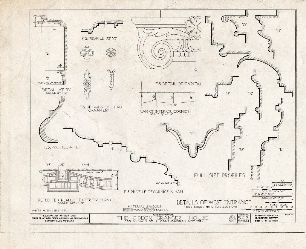 Blueprint HABS NY,35-Canda,2- (Sheet 12 of 16) - Gideon Granger House, 295 North Main Street, Canandaigua, Ontario County, NY