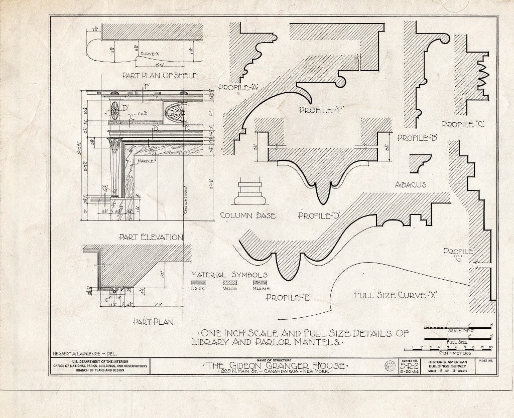 Blueprint HABS NY,35-Canda,2- (Sheet 16 of 16) - Gideon Granger House, 295 North Main Street, Canandaigua, Ontario County, NY