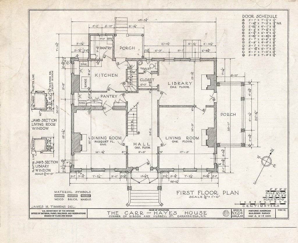 Blueprint HABS NY,35-Canda,3- (Sheet 2 of 14) - Carr-Hayes House, Gibson & Hubbell Streets, Canandaigua, Ontario County, NY