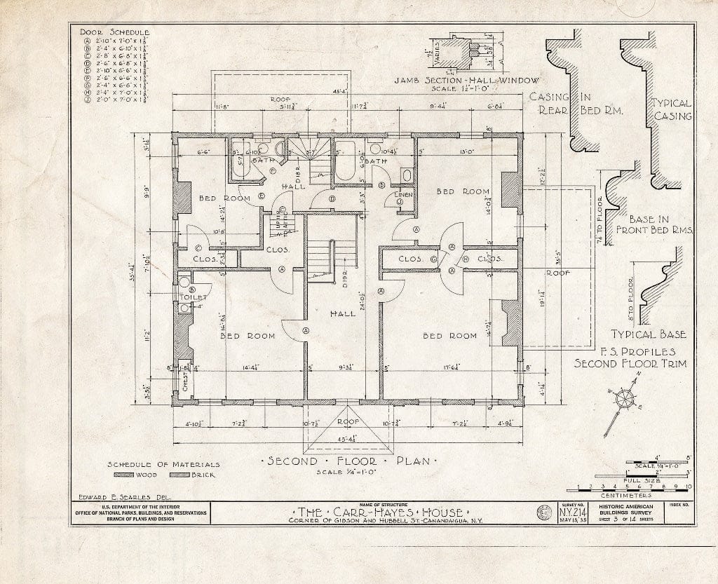Blueprint HABS NY,35-Canda,3- (Sheet 3 of 14) - Carr-Hayes House, Gibson & Hubbell Streets, Canandaigua, Ontario County, NY
