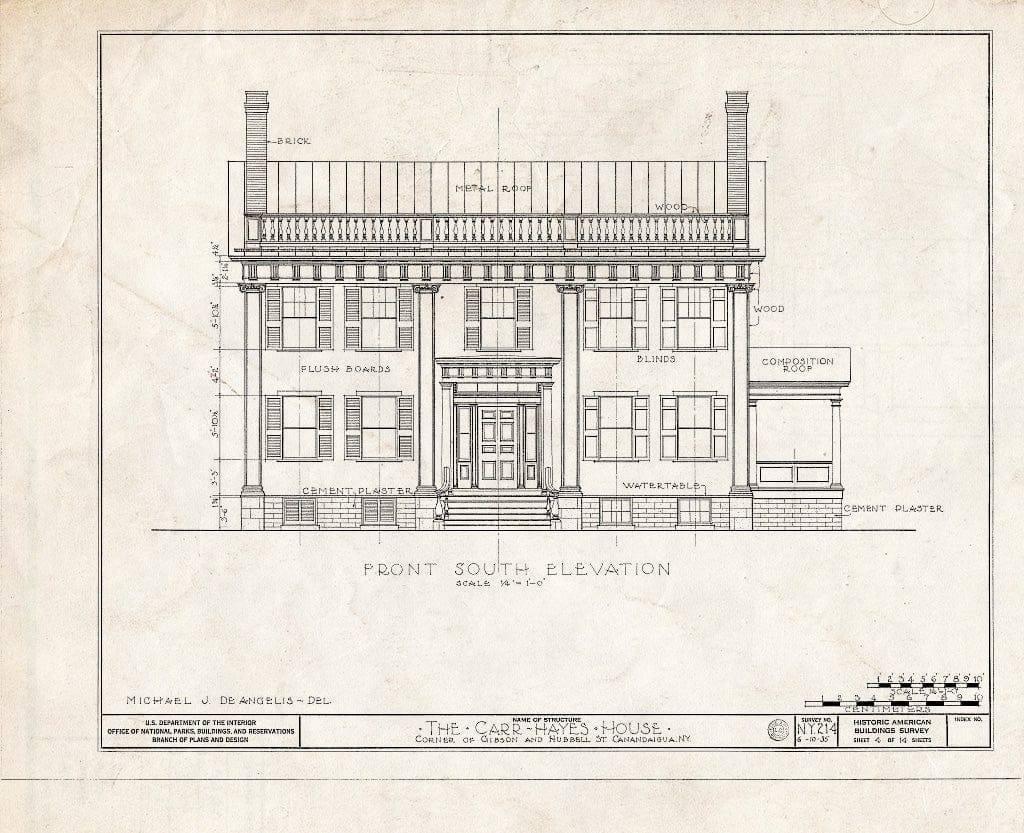Blueprint HABS NY,35-Canda,3- (Sheet 4 of 14) - Carr-Hayes House, Gibson & Hubbell Streets, Canandaigua, Ontario County, NY