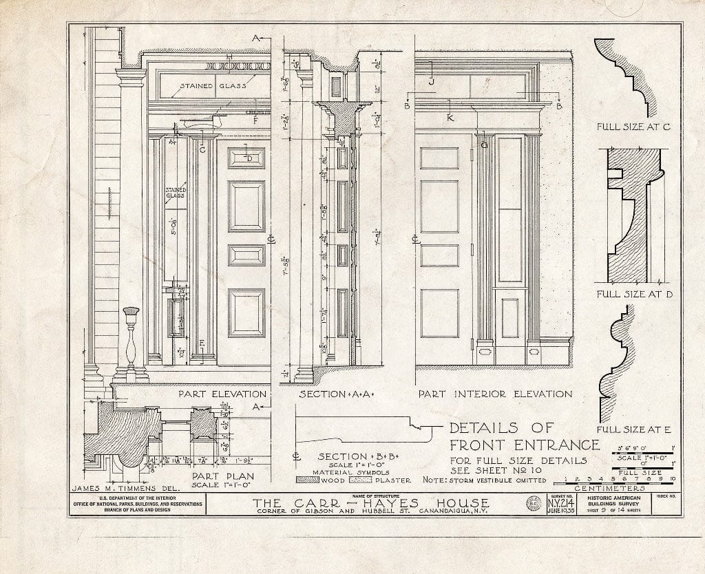 Blueprint HABS NY,35-Canda,3- (Sheet 9 of 14) - Carr-Hayes House, Gibson & Hubbell Streets, Canandaigua, Ontario County, NY