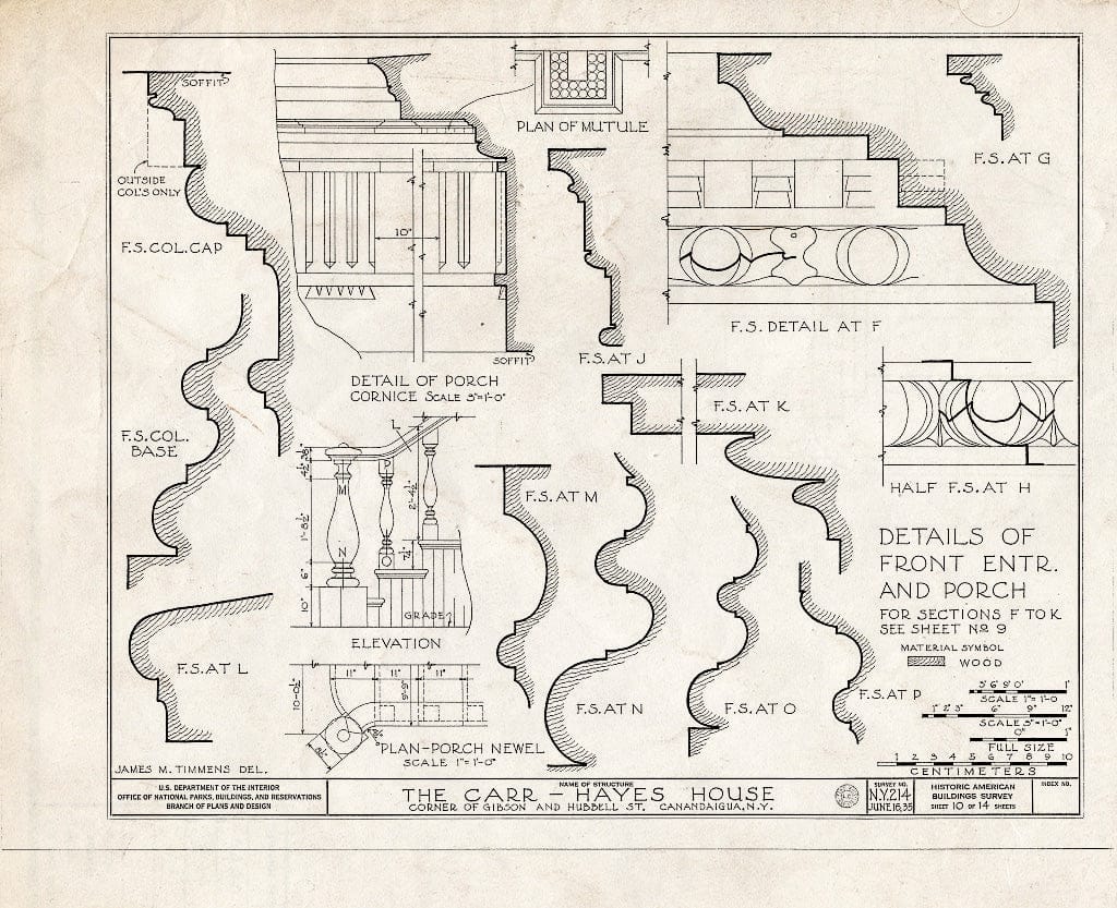 Blueprint HABS NY,35-Canda,3- (Sheet 10 of 14) - Carr-Hayes House, Gibson & Hubbell Streets, Canandaigua, Ontario County, NY