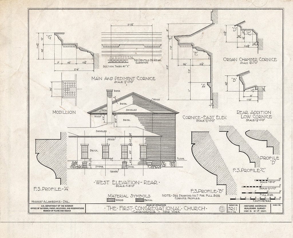 Blueprint HABS NY,35-Canda,5- (Sheet 6 of 15) - First Congregational Church, North Main Street, Canandaigua, Ontario County, NY