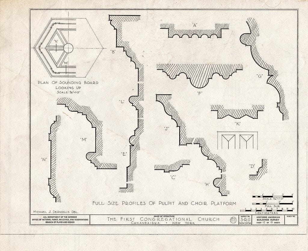 Blueprint HABS NY,35-Canda,5- (Sheet 12 of 15) - First Congregational Church, North Main Street, Canandaigua, Ontario County, NY
