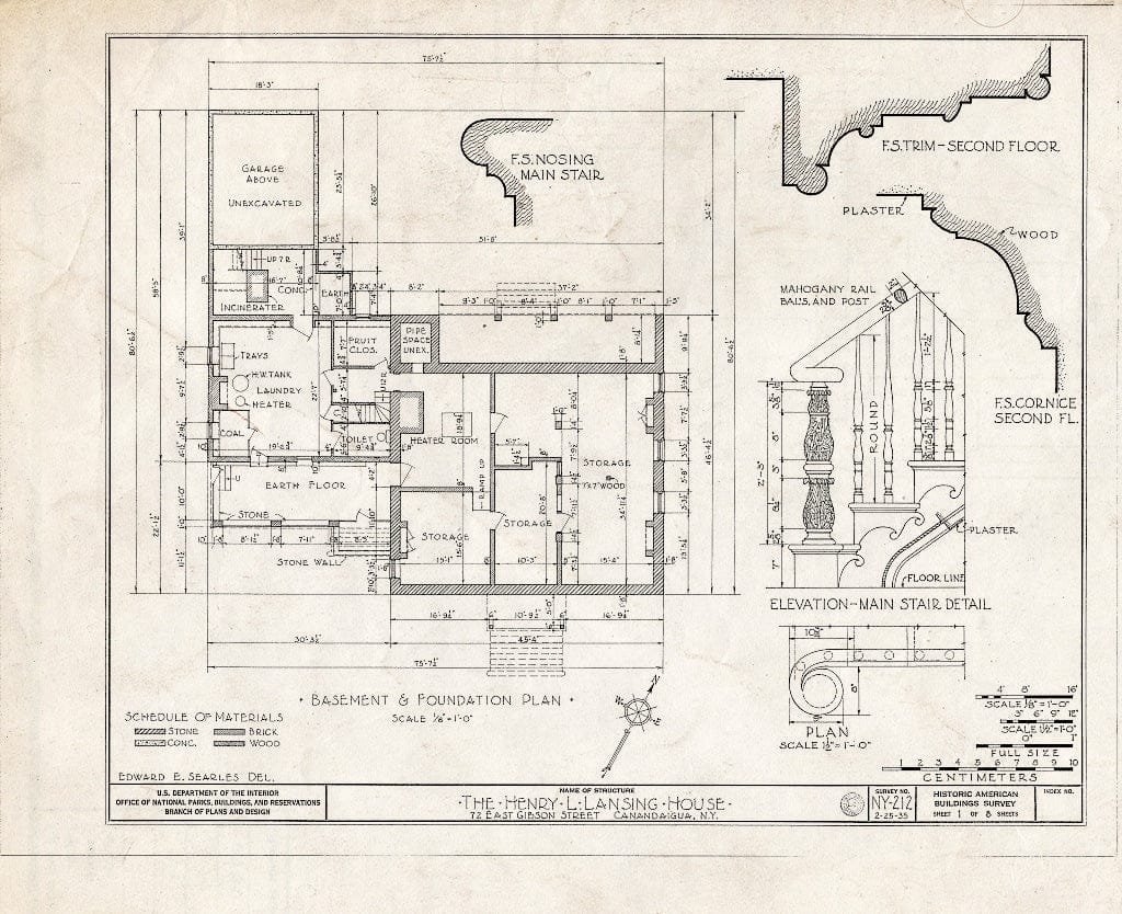 Blueprint HABS NY,35-Canda,6- (Sheet 1 of 8) - Henry Lansing House, 72 East Gibson Street, Canandaigua, Ontario County, NY