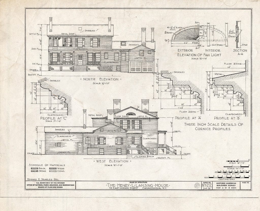 Blueprint HABS NY,35-Canda,6- (Sheet 5 of 8) - Henry Lansing House, 72 East Gibson Street, Canandaigua, Ontario County, NY