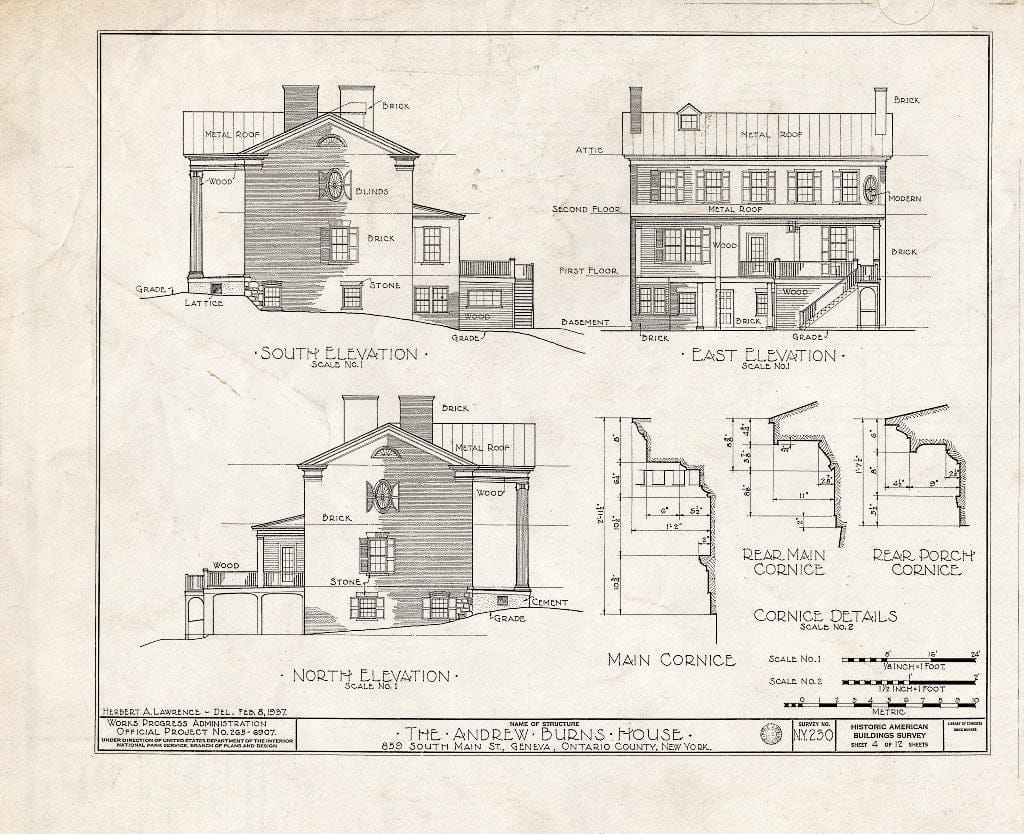 Blueprint HABS NY,35-GEN,3- (Sheet 4 of 12) - Andrew Burns House, 859 South Main Street, Geneva, Ontario County, NY