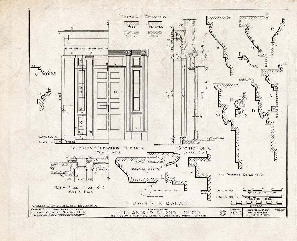 Blueprint HABS NY,35-GEN,3- (Sheet 6 of 12) - Andrew Burns House, 859 South Main Street, Geneva, Ontario County, NY