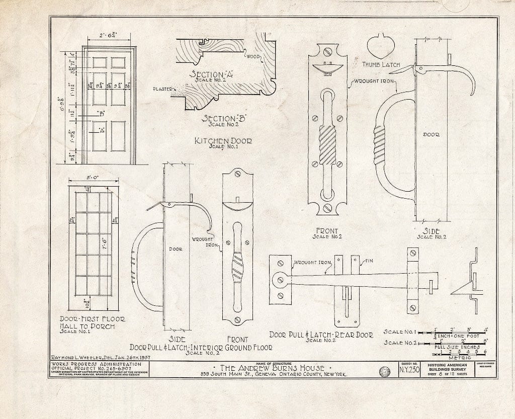 Blueprint HABS NY,35-GEN,3- (Sheet 8 of 12) - Andrew Burns House, 859 South Main Street, Geneva, Ontario County, NY