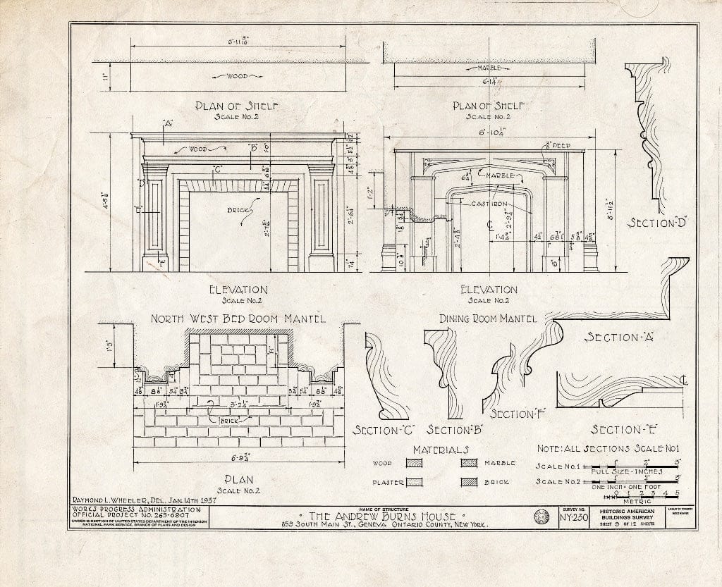 Blueprint HABS NY,35-GEN,3- (Sheet 9 of 12) - Andrew Burns House, 859 South Main Street, Geneva, Ontario County, NY