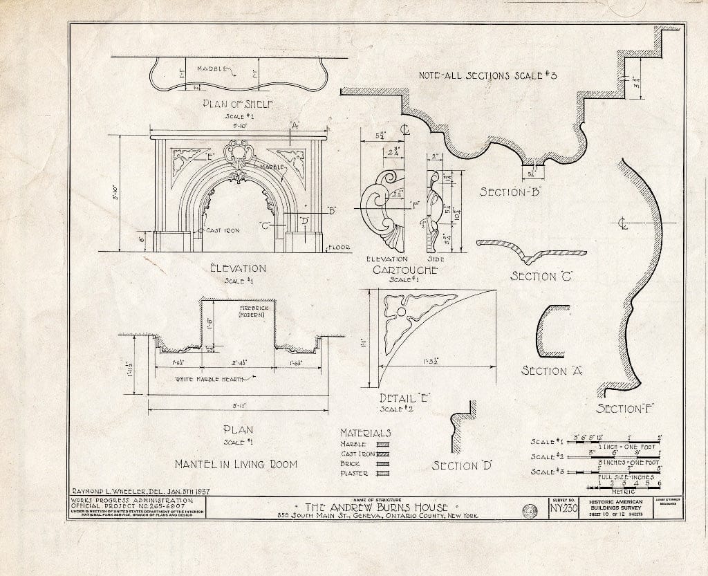 Blueprint HABS NY,35-GEN,3- (Sheet 10 of 12) - Andrew Burns House, 859 South Main Street, Geneva, Ontario County, NY