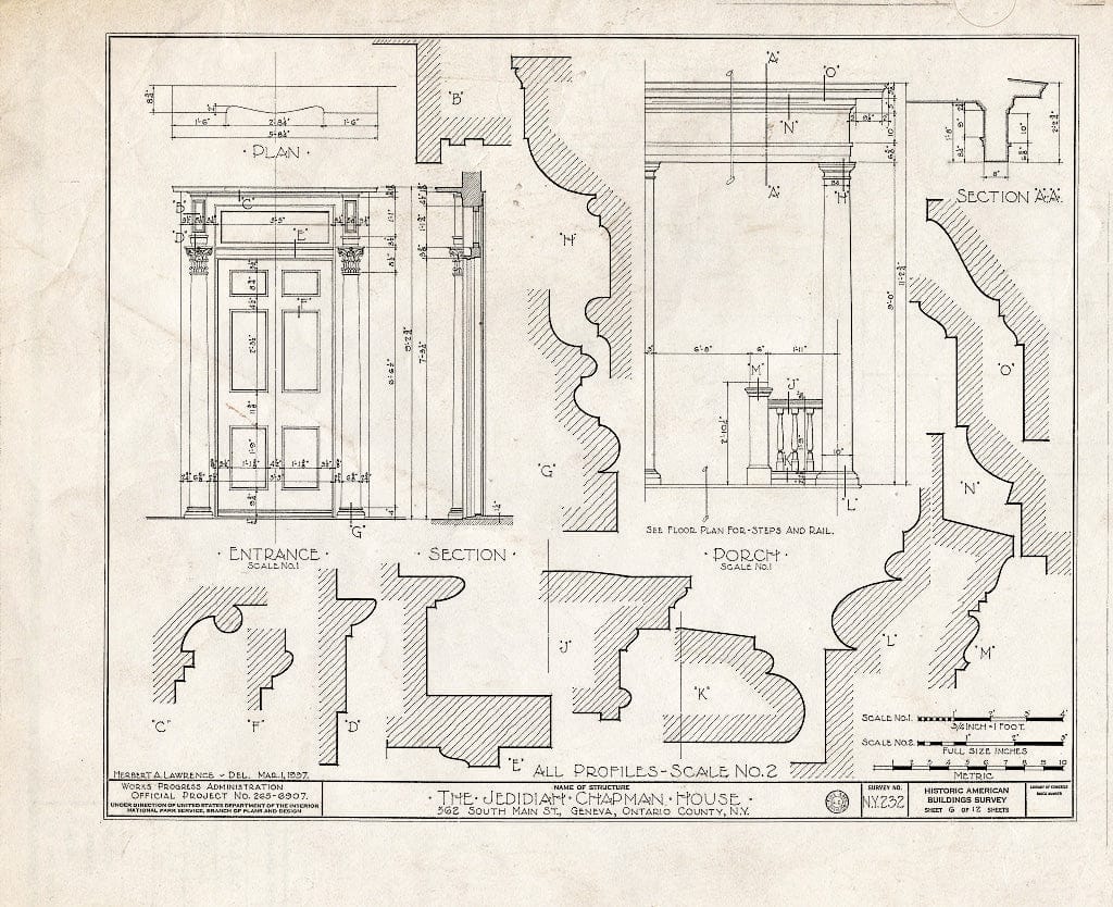 Blueprint HABS NY,35-GEN,4- (Sheet 6 of 12) - Jedidiah Chapman House, 562 South Main Street, Geneva, Ontario County, NY