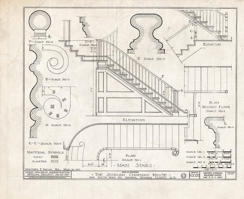 Blueprint HABS NY,35-GEN,4- (Sheet 8 of 12) - Jedidiah Chapman House, 562 South Main Street, Geneva, Ontario County, NY